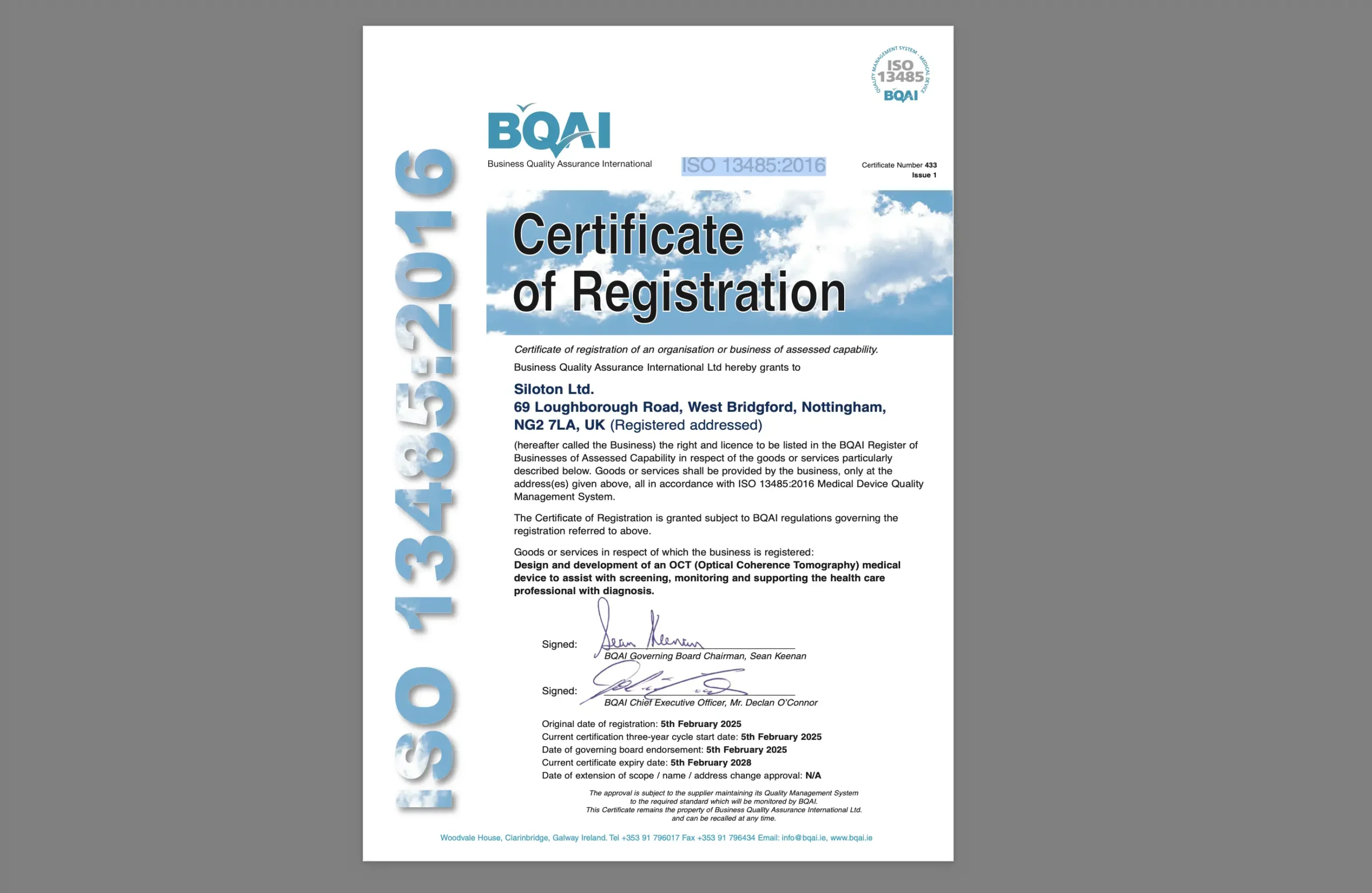 Siloton is ISO13485-certified